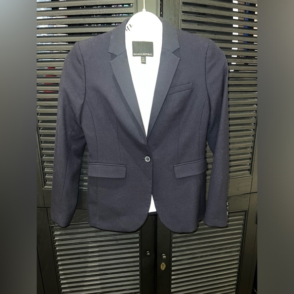 Banana Republic Navy Petite Wool Blazer Size 00 - Picture 7 of 13